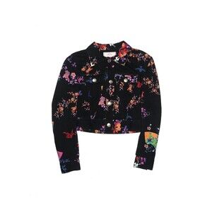 2011 VERSACE for H&M Black Floral Fan Origami Print Stretchy Jacket - US 4